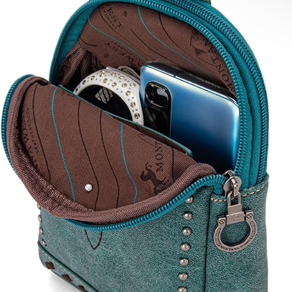 Montana West Blue Backpack with Studded Design and Detachable Straps - Picture 2 of 4